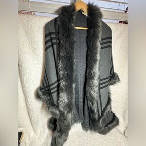 Michael K USA Vintage Coat Wrap Shawl Poncho Cape Gray Size Small